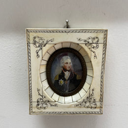 19th Century Antique Miniature Portrait Painting of "Lord Nelson"