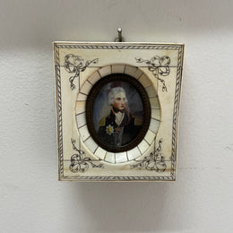 19th Century Antique Miniature Portrait Painting of "Lord Nelson"