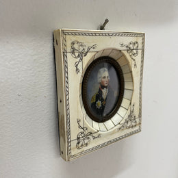 19th Century Antique Miniature Portrait Painting of "Lord Nelson"