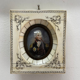 19th Century Antique Miniature Portrait Painting of "Lord Nelson"