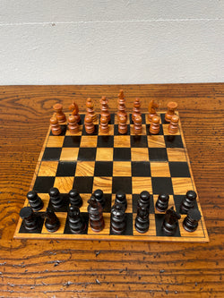 Antique Jerusalem Travelling Chess Box Made from Olive Wood Complete with Board & Pieces | Antique & Vintage | Moonee Ponds Antiques | Australia Wide Delivery