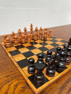 Antique Jerusalem Travelling Chess Box Made from Olive Wood Complete with Board & Pieces | Antique & Vintage | Moonee Ponds Antiques | Australia Wide Delivery