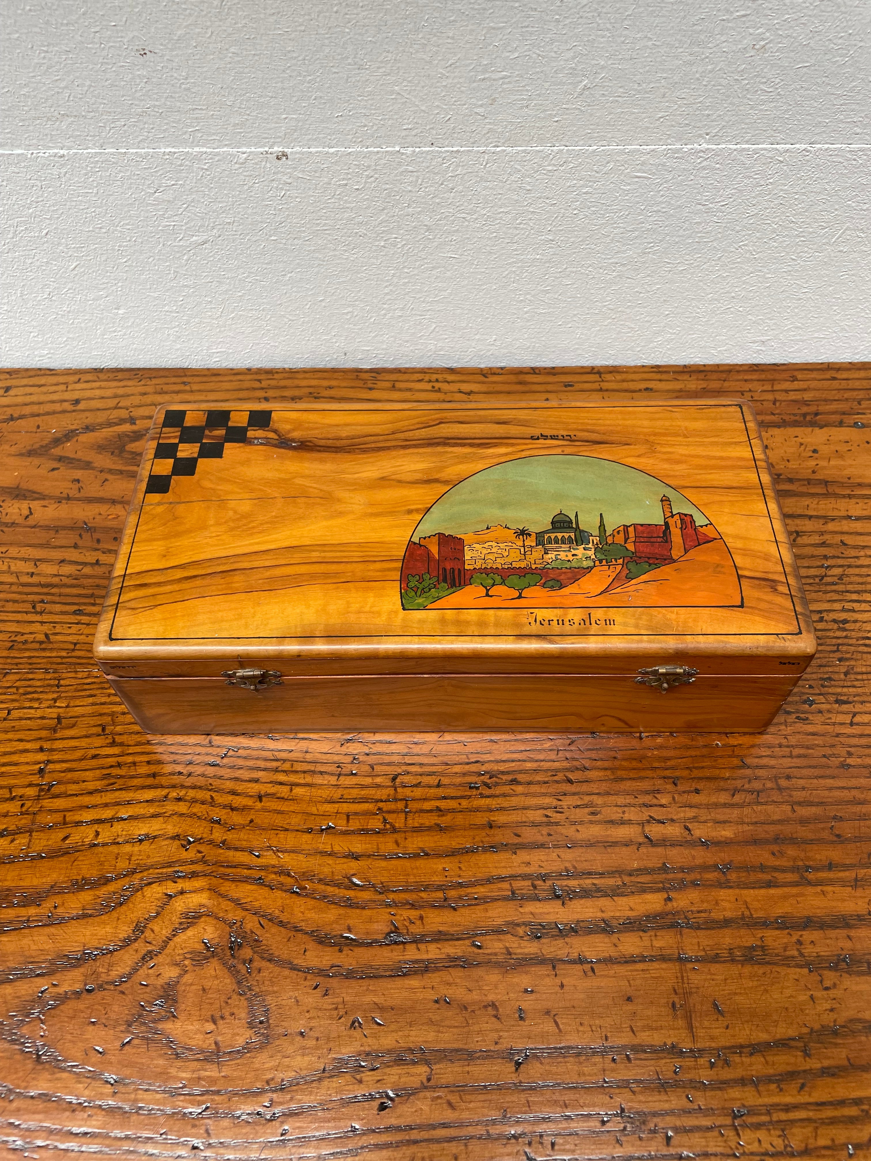 Antique Jerusalem Travelling Chess Box Made from Olive Wood Complete with Board & Pieces | Antique & Vintage | Moonee Ponds Antiques | Australia Wide Delivery