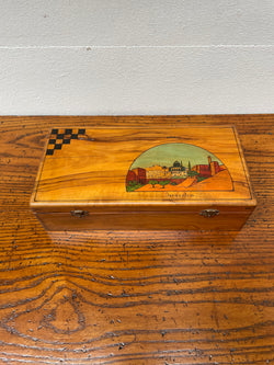Antique Jerusalem Travelling Chess Box Made from Olive Wood Complete with Board & Pieces | Antique & Vintage | Moonee Ponds Antiques | Australia Wide Delivery