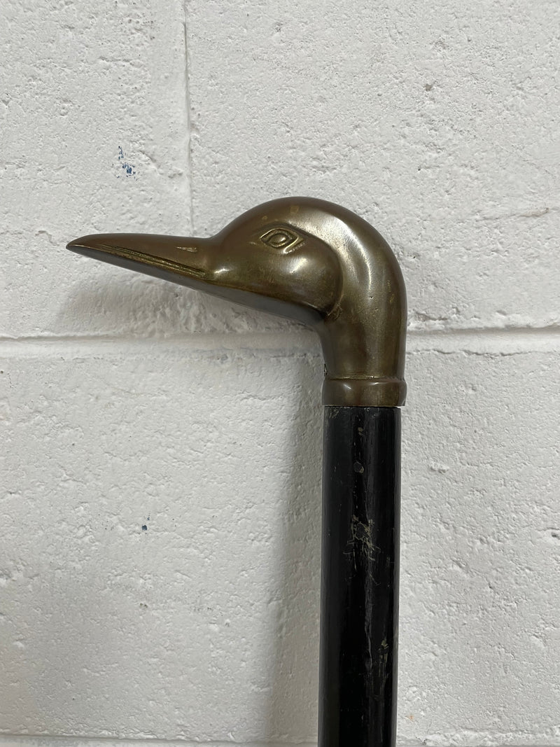 Vintage Victorian style walking stick with brass duck head. In good original condition