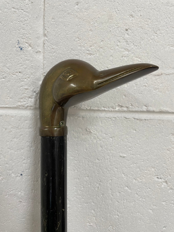 Vintage Victorian style walking stick with brass duck head. In good original condition