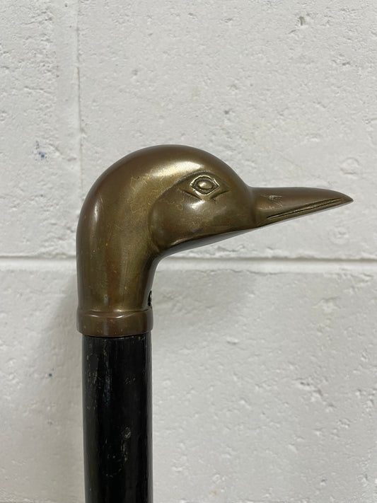 Vintage Victorian Style Walking Stick With Brass Duck Head