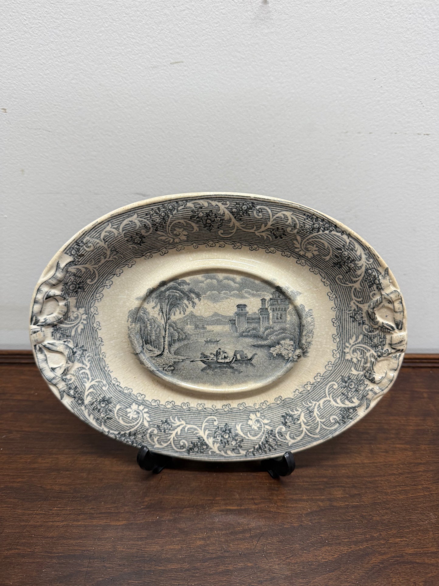 Victorian Gravy Boat Plate Rhine River Scene