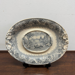 Victorian Gravy Boat Plate Rhine River Scene