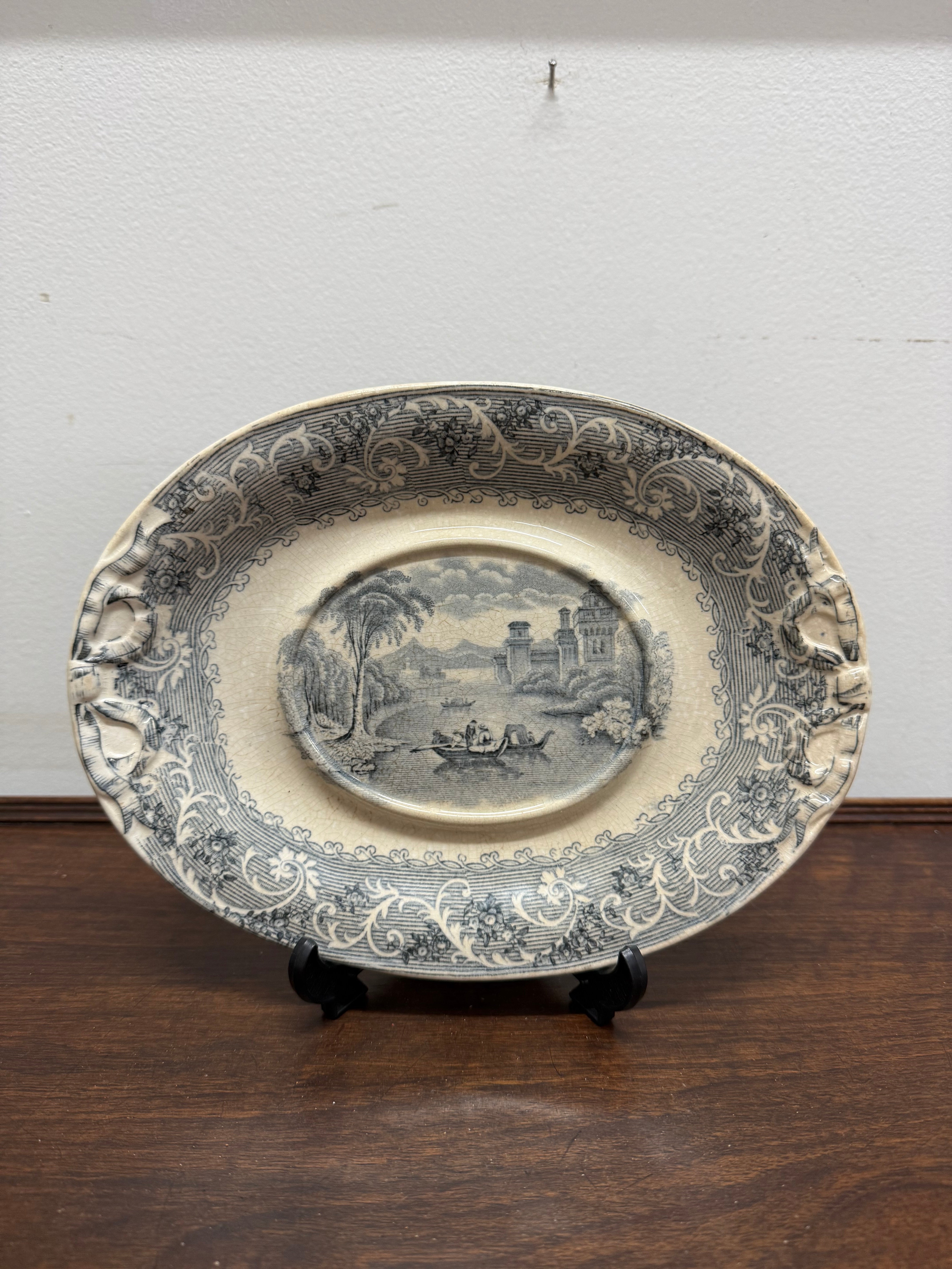 Victorian Gravy Boat Plate Rhine River Scene | Antique & Vintage | Moonee Ponds Antiques | Australia Wide Delivery