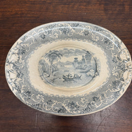 Victorian Gravy Boat Plate Rhine River Scene