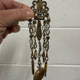 Victorian Silver & Gilt Metal Chatelaine with Attachments