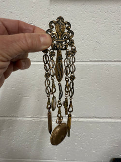 Victorian Silver & Gilt Metal Chatelaine with Attachments | Antique & Vintage | Moonee Ponds Antiques | Australia Wide Delivery