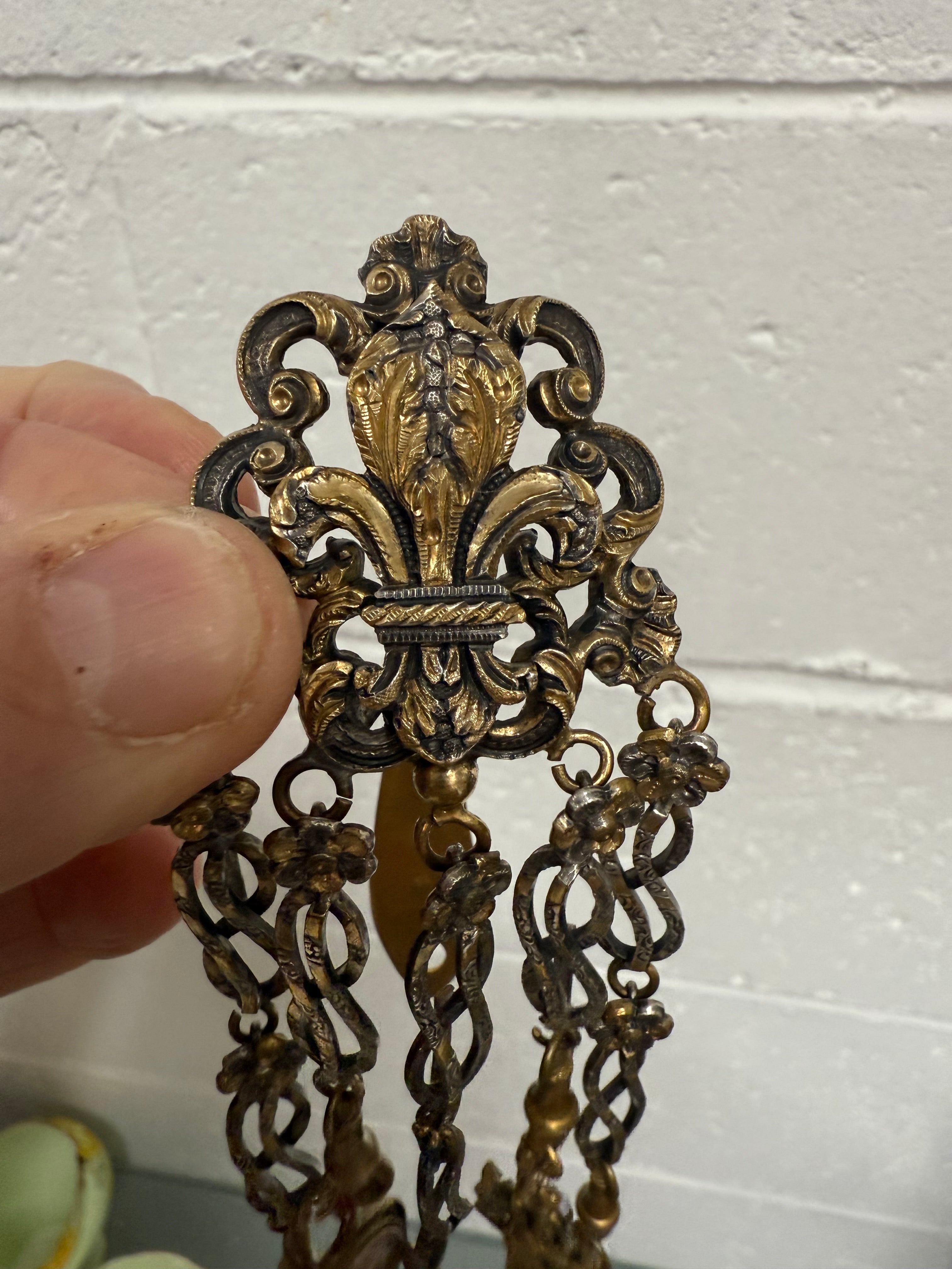 Victorian Silver & Gilt Metal Chatelaine with Attachments