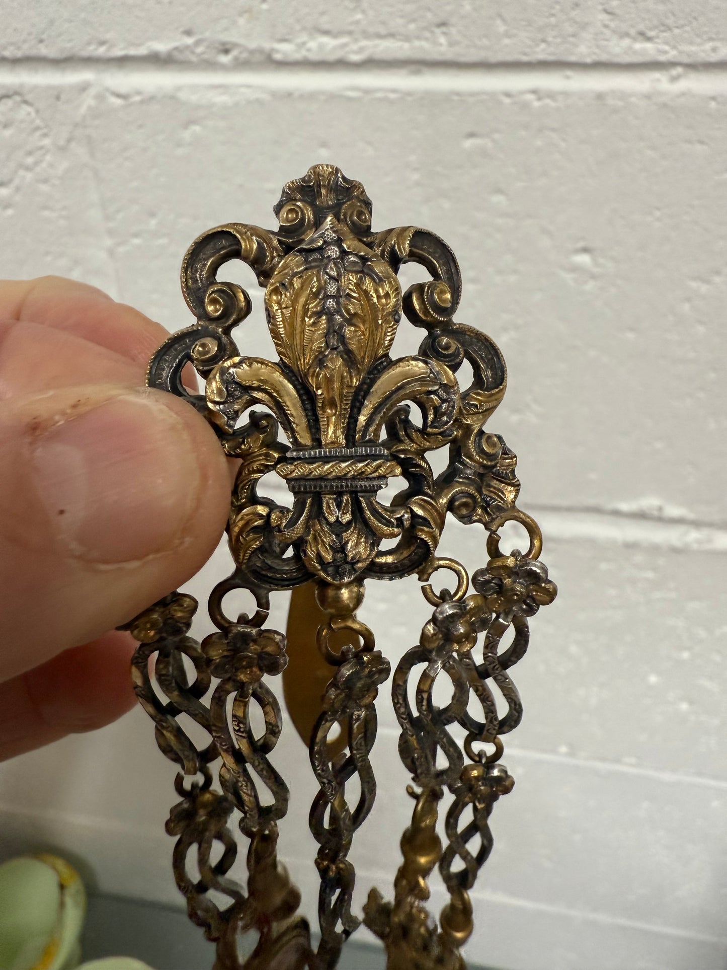 Victorian Silver & Gilt Metal Chatelaine with Attachments