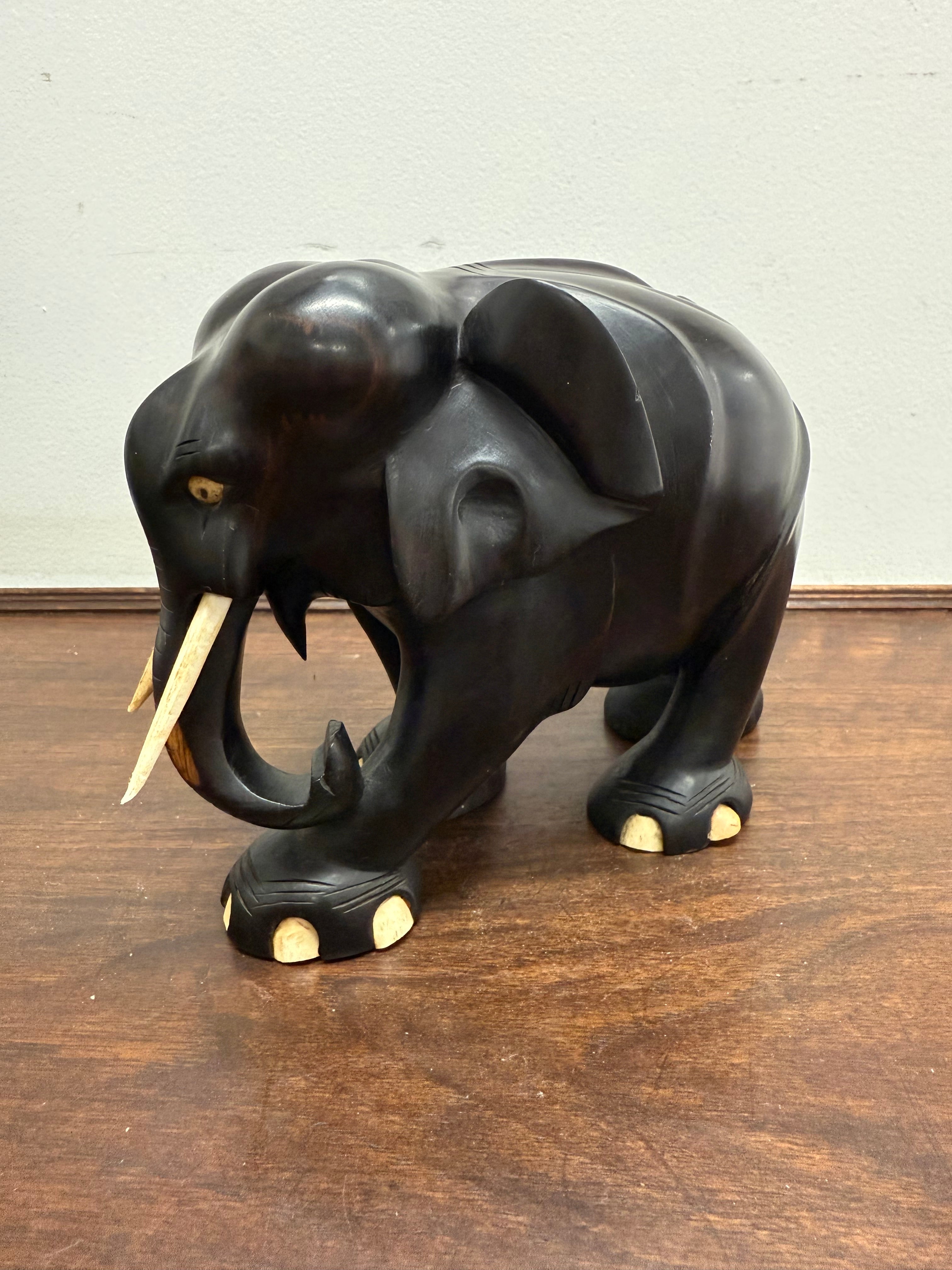 Vintage Hand Carved Ebony & Bone Elephant | Antique & Vintage | Moonee Ponds Antiques | Australia Wide Delivery
