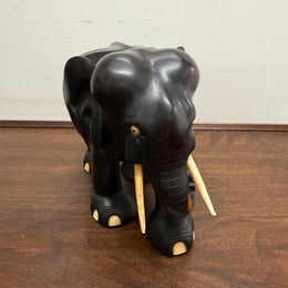 Vintage Hand Carved Ebony & Bone Elephant