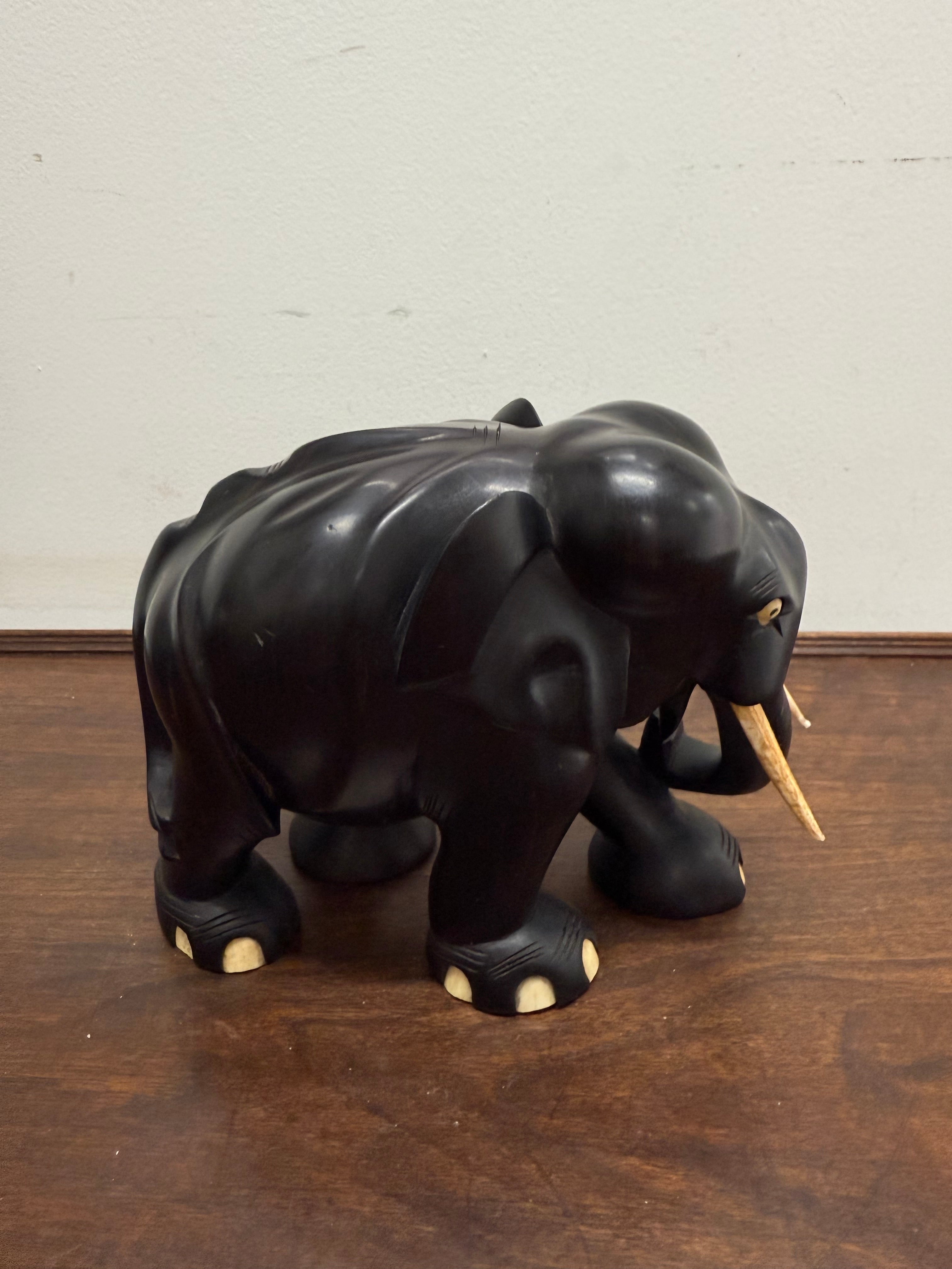 Vintage Hand Carved Ebony & Bone Elephant | Antique & Vintage | Moonee Ponds Antiques | Australia Wide Delivery