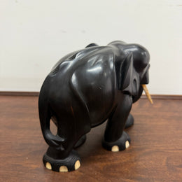 Vintage Hand Carved Ebony & Bone Elephant