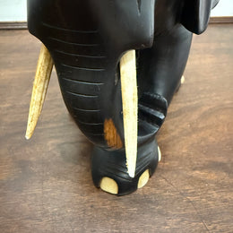 Vintage Hand Carved Ebony & Bone Elephant