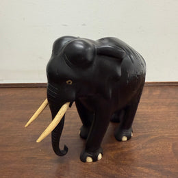 Vintage Hand Carved Ebony & Bone Elephant