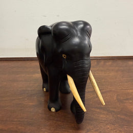 Vintage Hand Carved Ebony & Bone Elephant