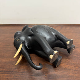 Vintage Hand Carved Ebony & Bone Elephant