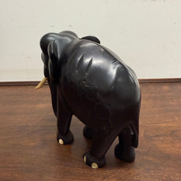 Vintage Hand Carved Ebony & Bone Elephant