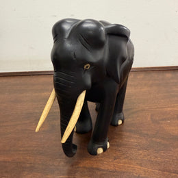 Vintage Hand Carved Ebony & Bone Elephant