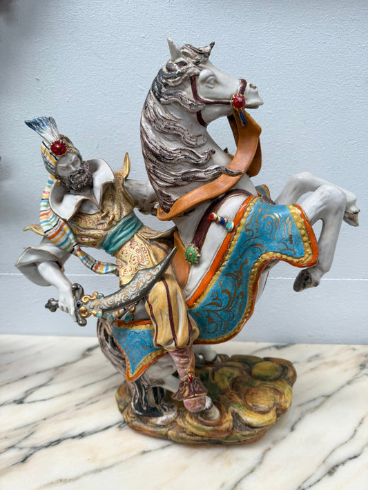 Vintage Hand Made "Arab on a Horse Warrior" by Eugenio Pattarino