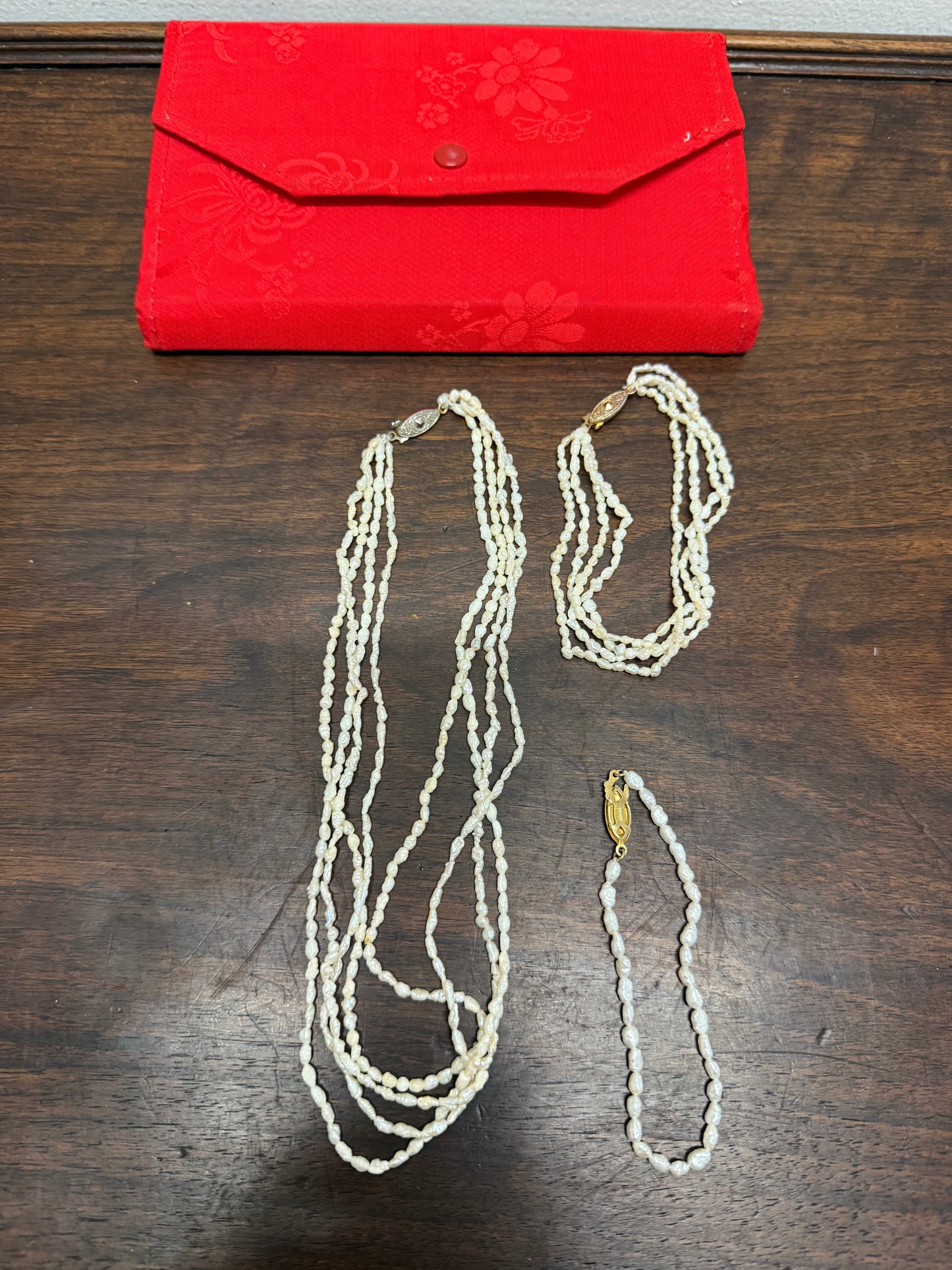 Vintage Set Of Rice Pearls In Original Box