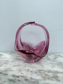 Vintage Murano Style Ruby Glass Basket Vase | Antique & Vintage | Moonee Ponds Antiques | Australia Wide Delivery