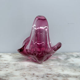 Vintage Murano Style Ruby Glass Basket Vase