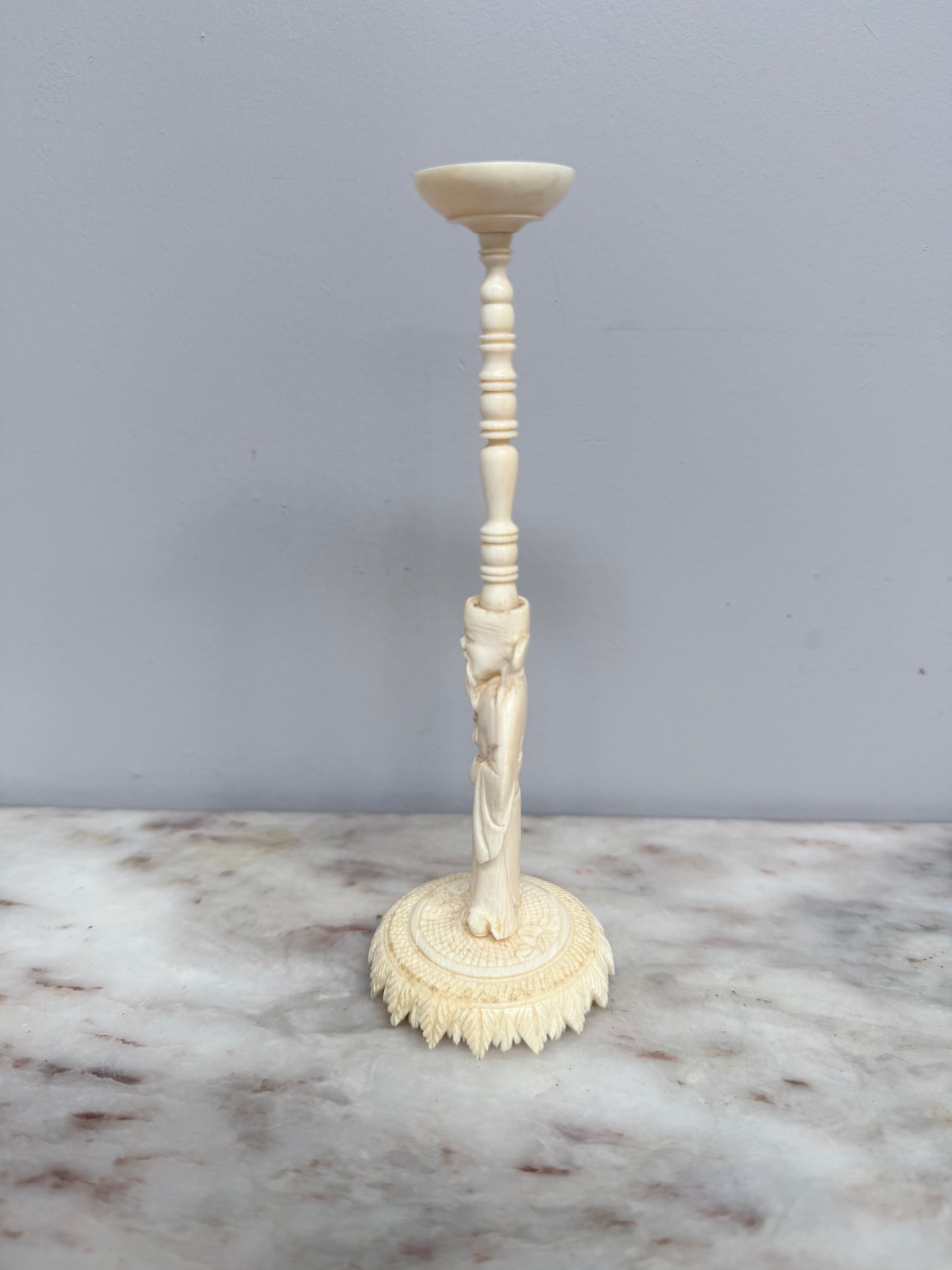 Antique Chinese Ivory Puzzle Ball On Stand