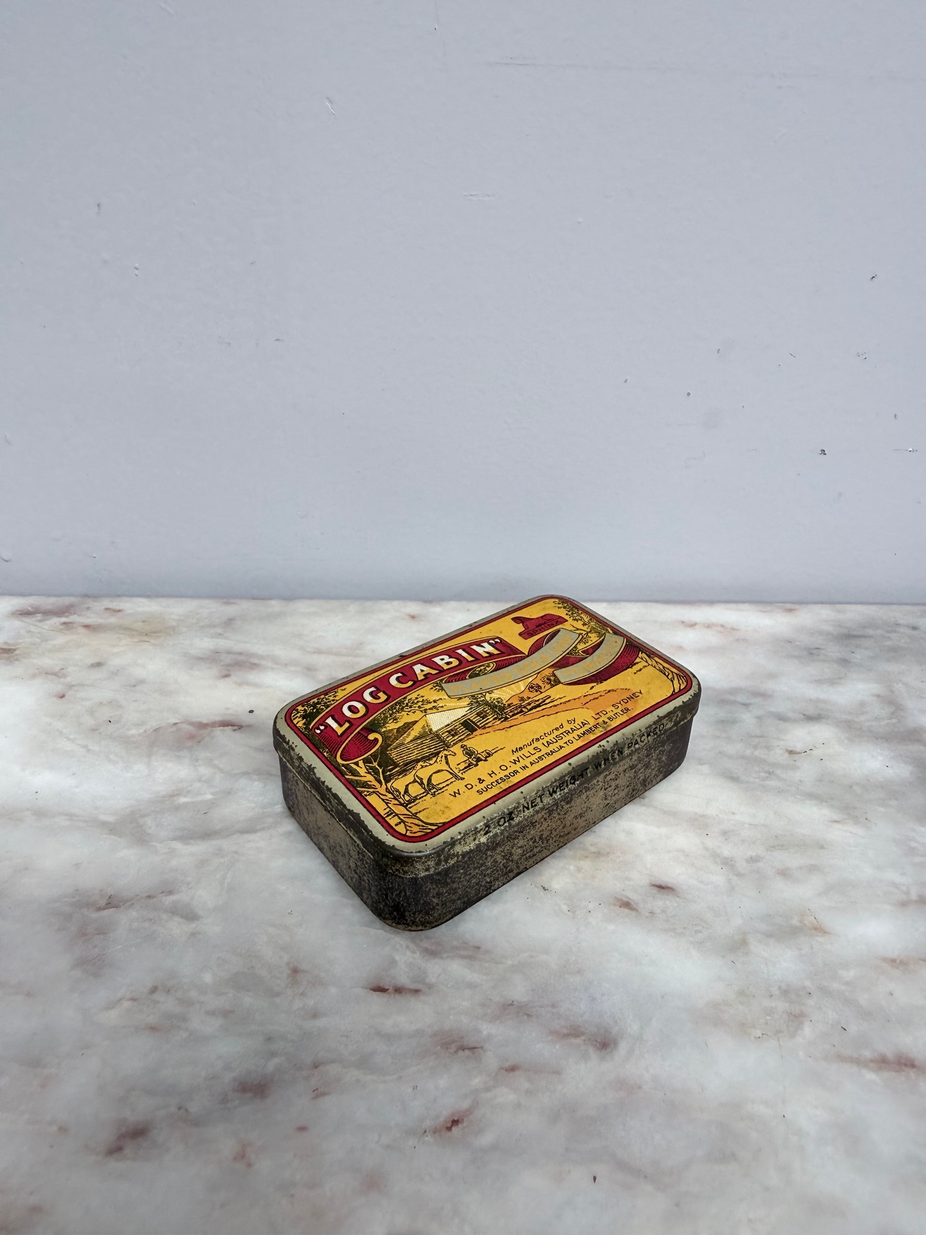 Vintage 'Log Cabin' Tobacco Tin | Antique & Vintage | Moonee Ponds Antiques | Australia Wide Delivery