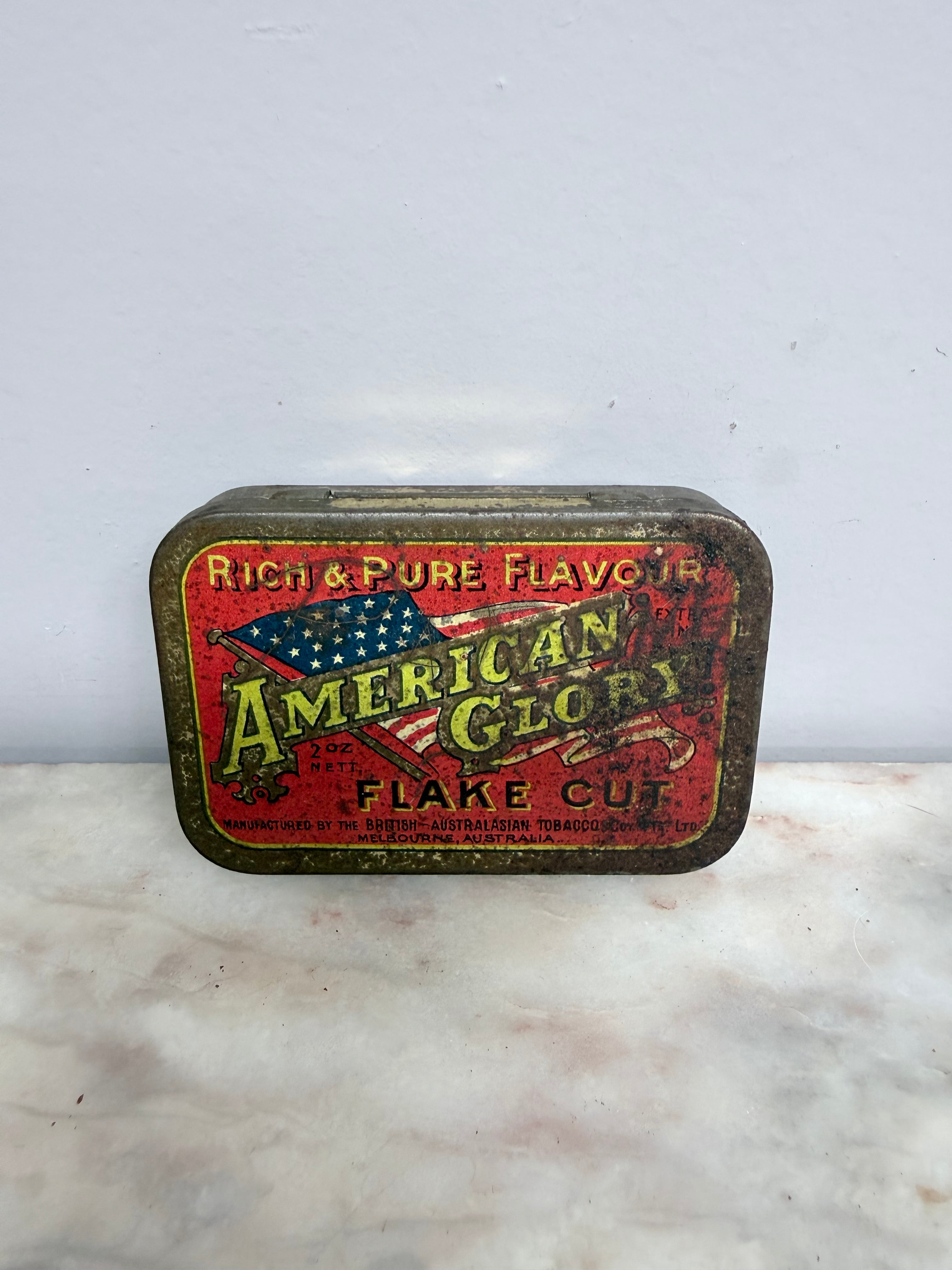 Early Australian "American Glory Flake Cut" Tobacco Tin | Antique & Vintage | Moonee Ponds Antiques | Australia Wide Delivery