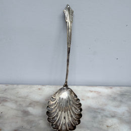 Antique Silver Plated Serving / Draining Spoon
