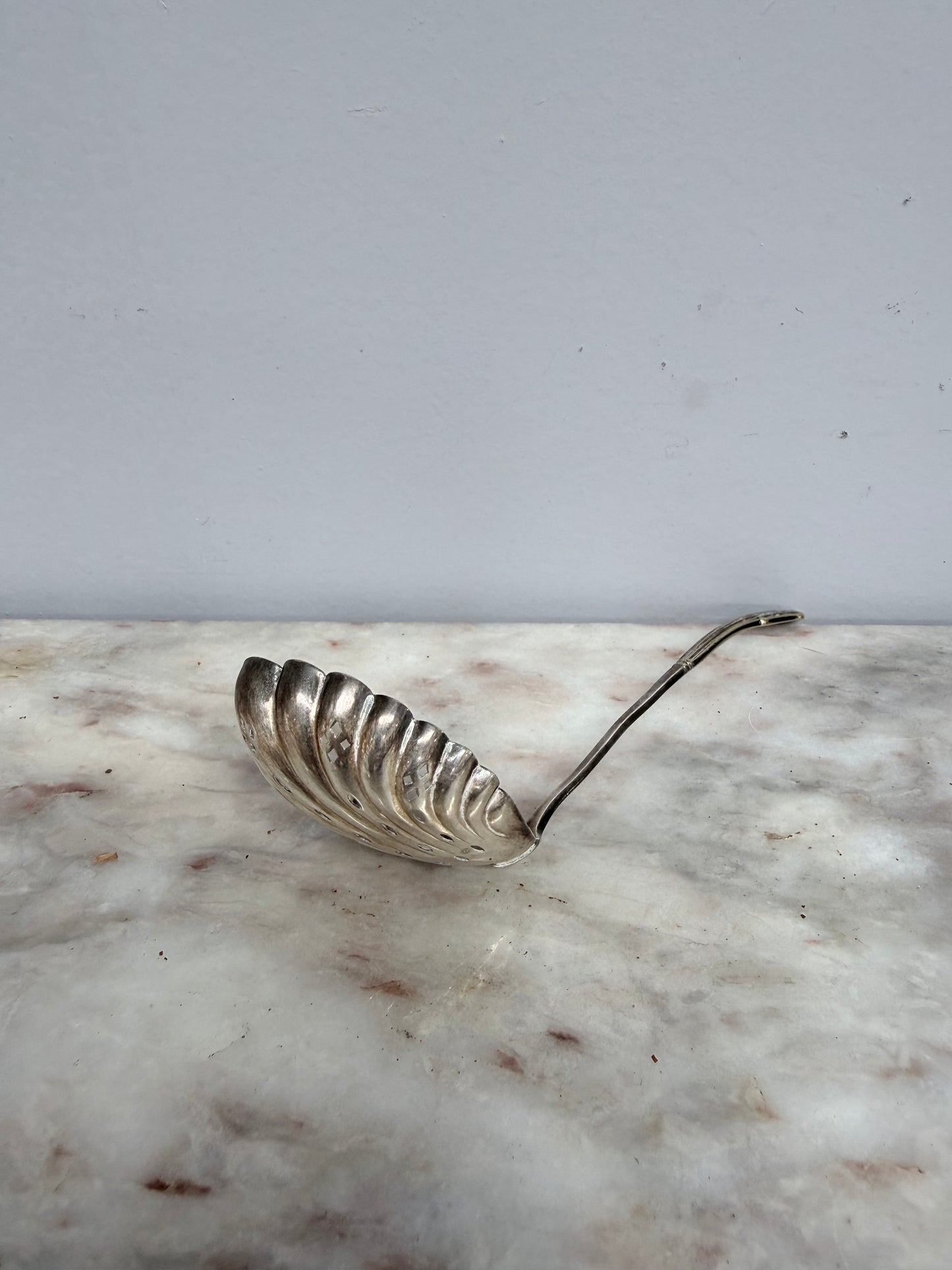 Antique Silver Plated Serving / Draining Spoon