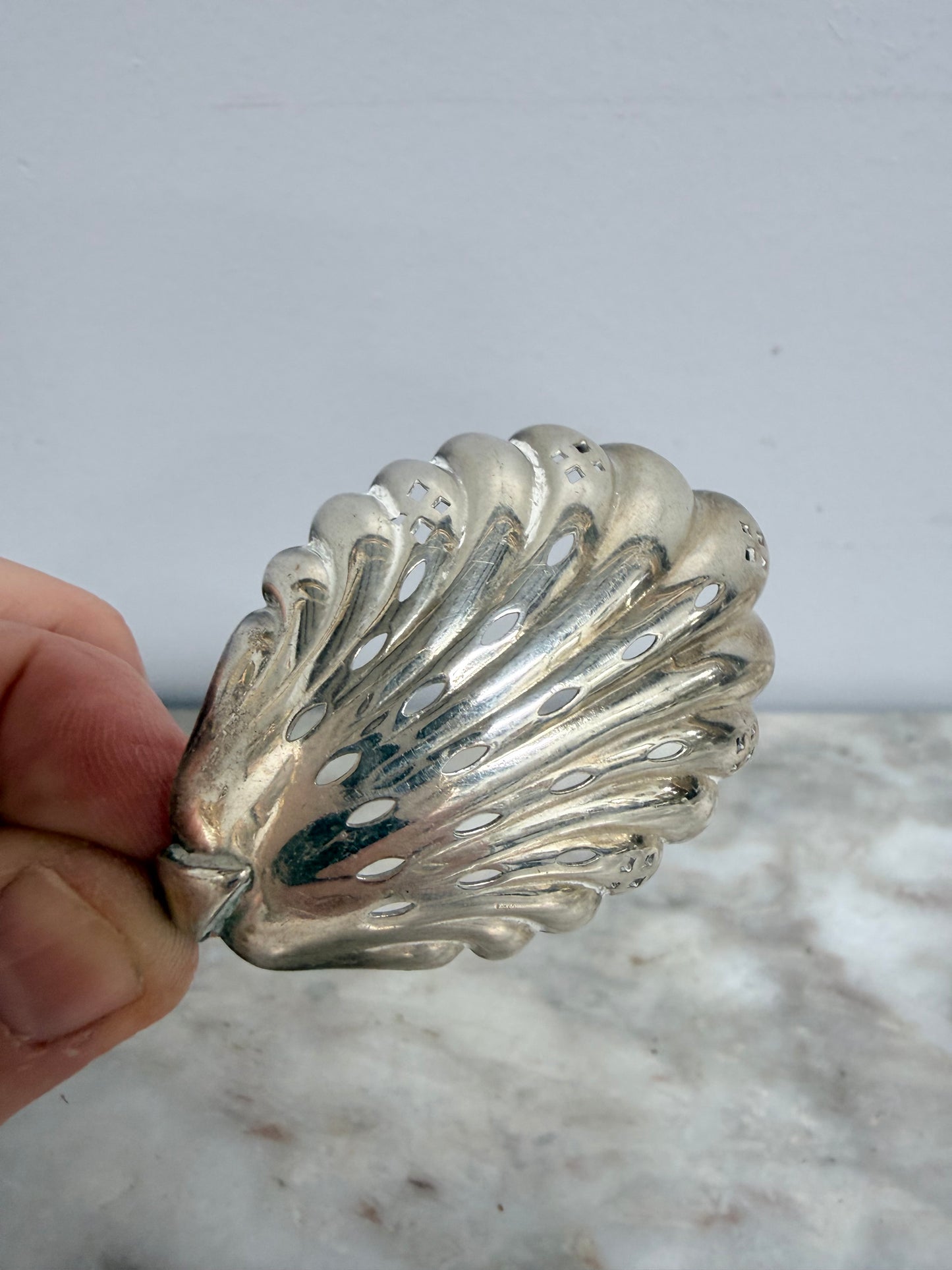 Antique Silver Plated Serving / Draining Spoon