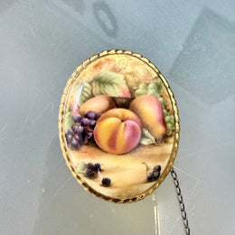 Vintage "Aynsley" Hand Painted Orchard Fruit Brooch