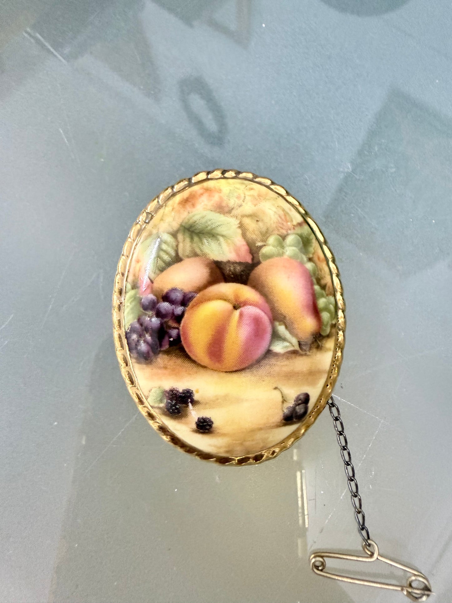 Vintage "Aynsley" Hand Painted Orchard Fruit Brooch