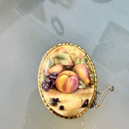 Vintage "Aynsley" Hand Painted Orchard Fruit Brooch