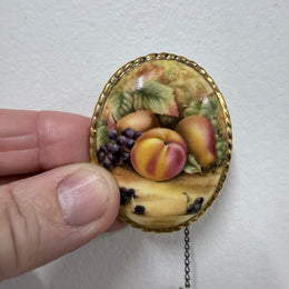 Vintage "Aynsley" Hand Painted Orchard Fruit Brooch
