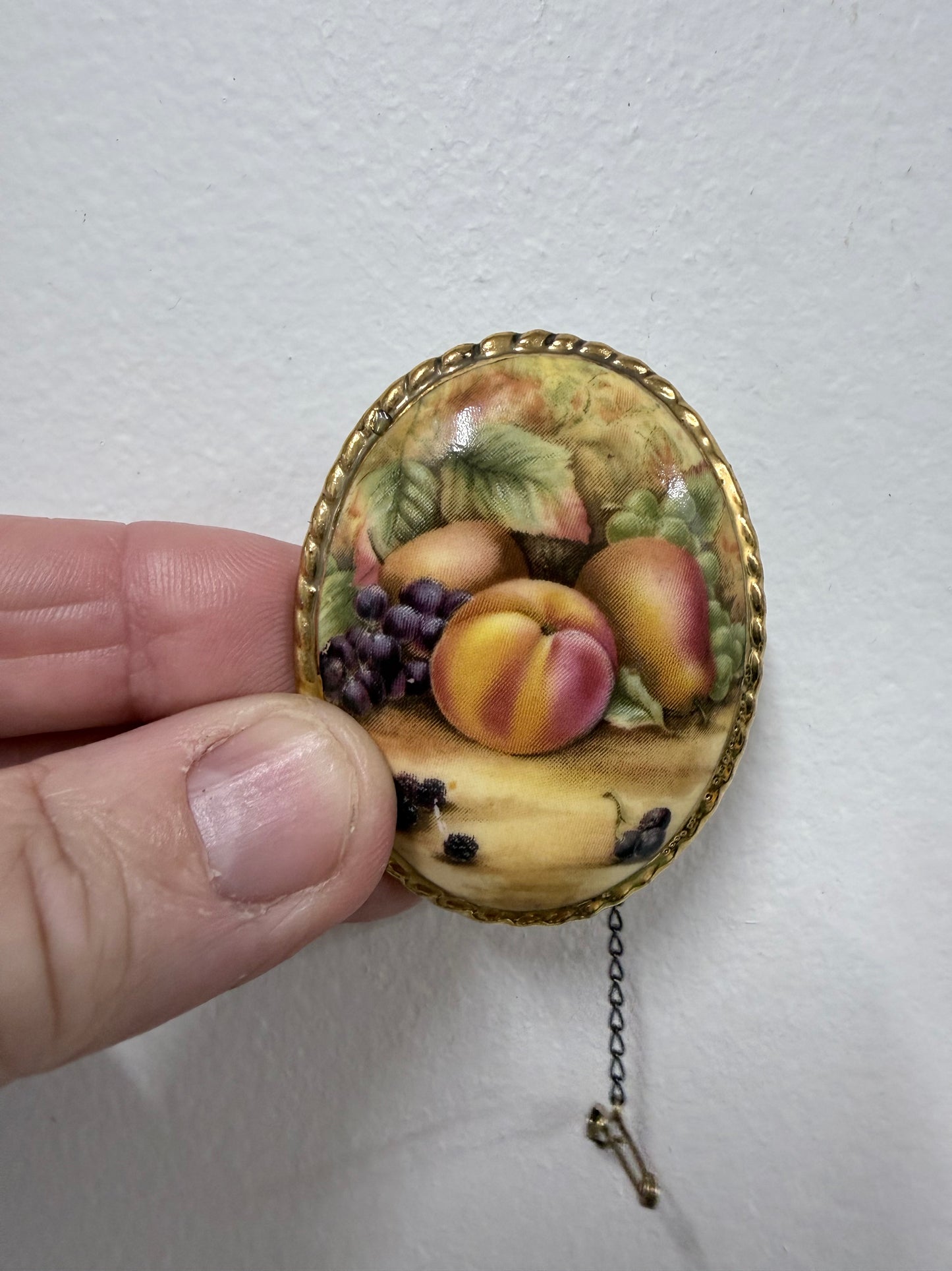 Vintage "Aynsley" Hand Painted Orchard Fruit Brooch