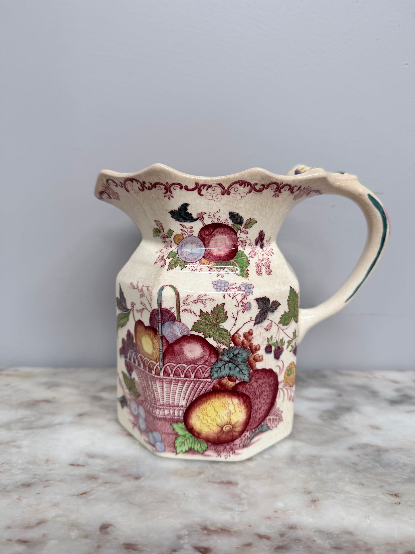Antique Mason's Ironstone Fruit Basket Jug