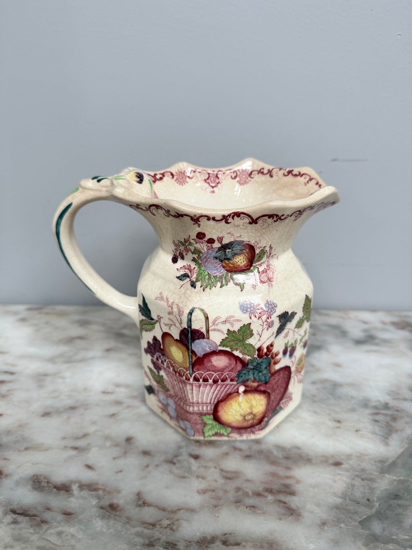 Antique Mason's Ironstone Fruit Basket Jug