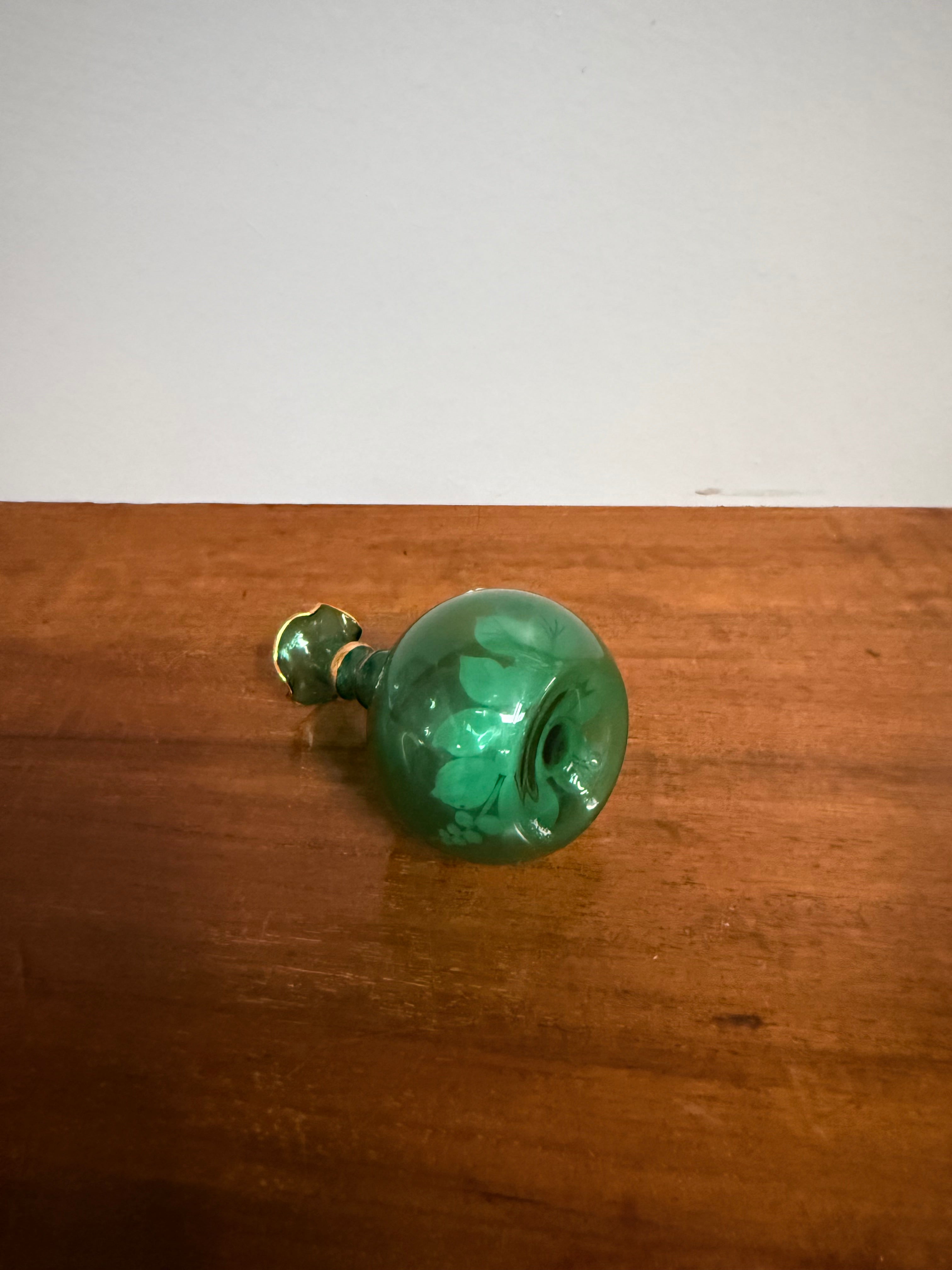 Miniature Green Venetian Hand Painted Glass Vase | Antique & Vintage | Moonee Ponds Antiques | Australia Wide