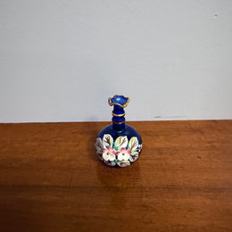 Miniature Blue Venetian Hand Painted Glass Vase