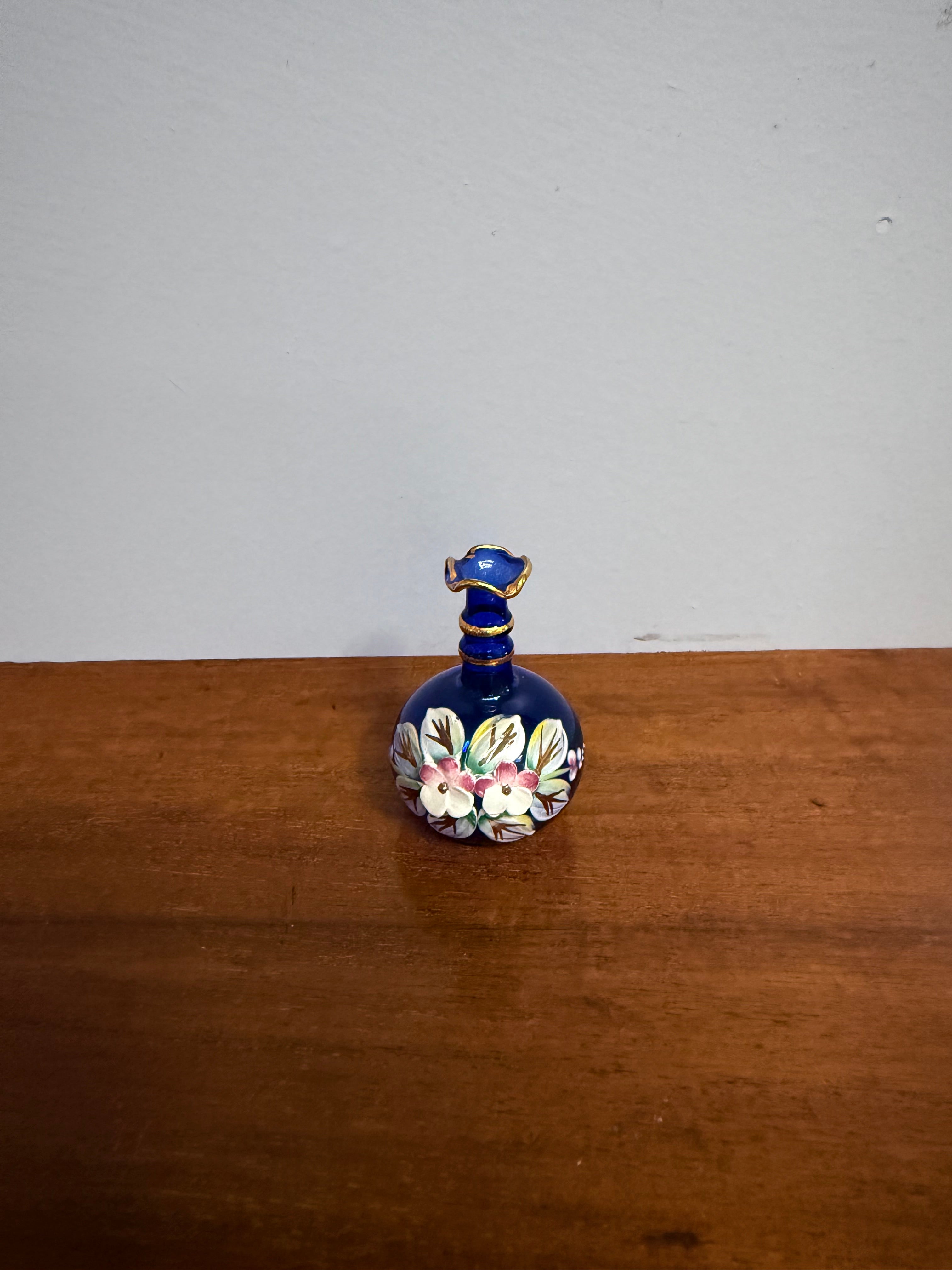 Miniature Blue Venetian Hand Painted Glass Vase | Antique & Vintage | Moonee Ponds Antiques | Australia Wide Delivery