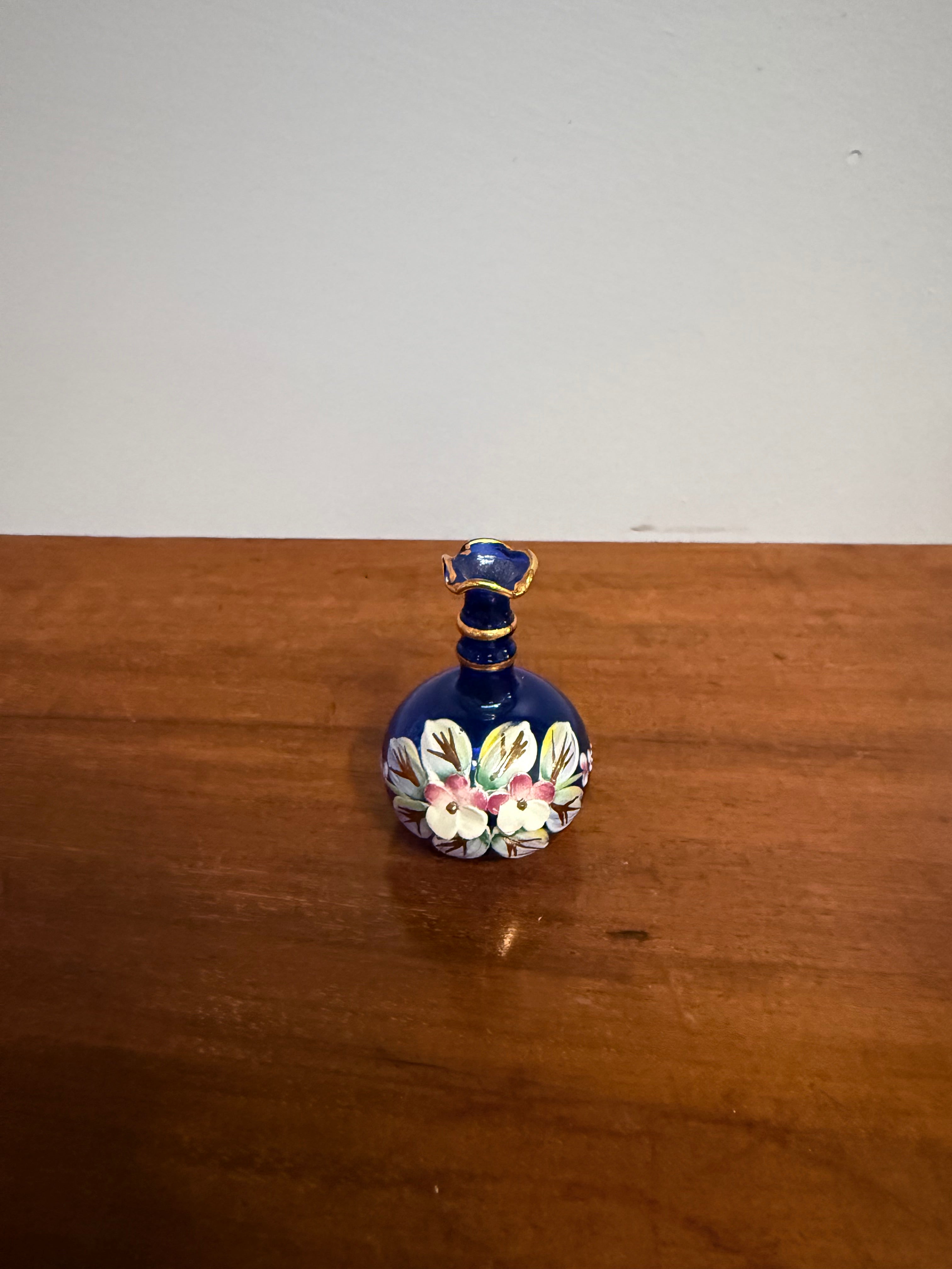Miniature Blue Venetian Hand Painted Glass Vase | Antique & Vintage | Moonee Ponds Antiques | Australia Wide Delivery